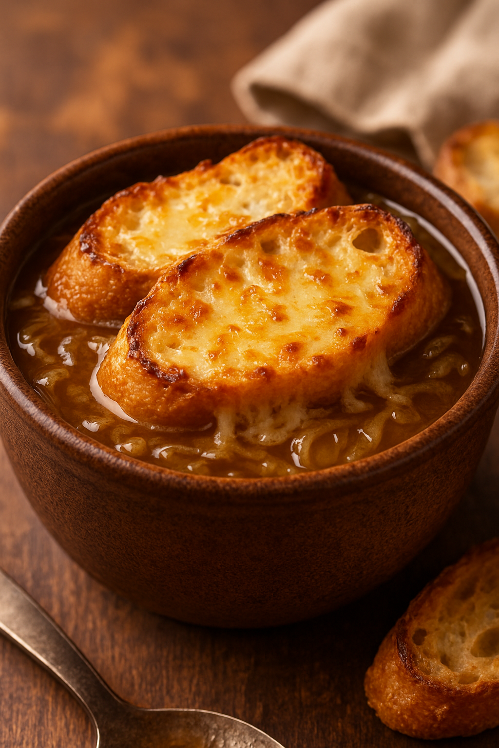 Sopa de Cebola Gratinada 🧅🧀: 45 Minutos de Preparo | Receita Fácil 2 Sopa de Cebola Gratinada 🧅🧀 - receita deliciosa de sopa de
