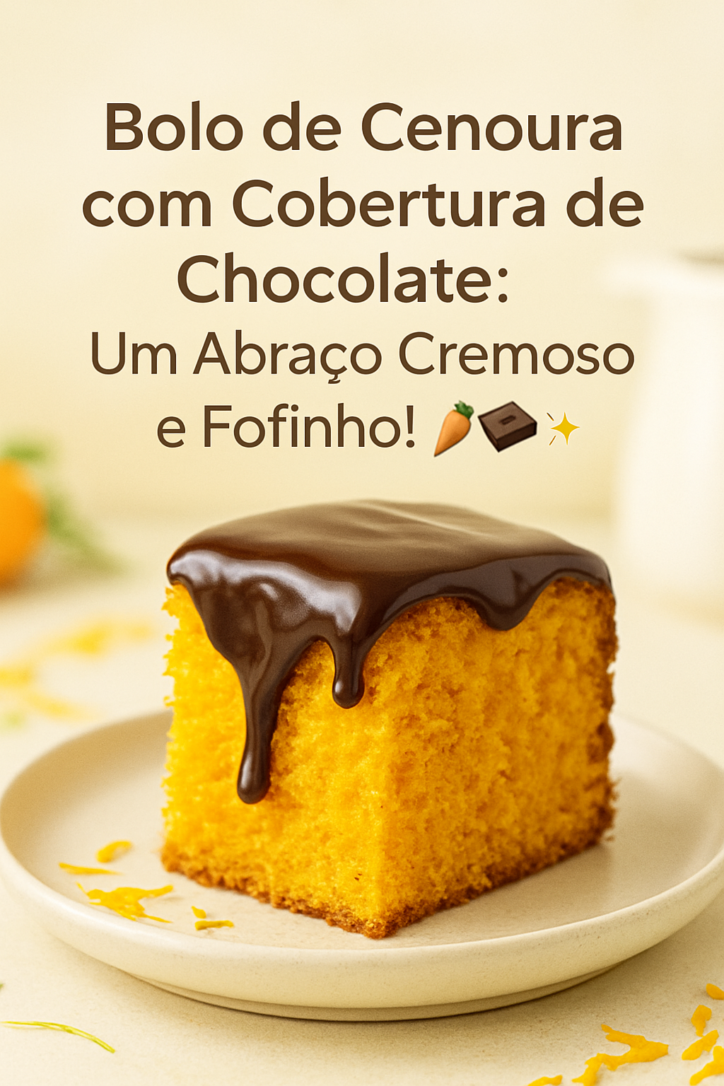 Bolo de Cenoura com Cobertura de Chocolate: Um Abraço Cremoso e Fofinho! 🥕🍫✨ - receita deliciosa de bolo de