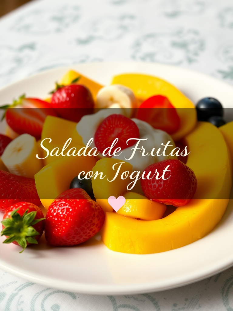 Salada de Frutas com Iogurte 🍓🥭🍌 - receita deliciosa de salada de