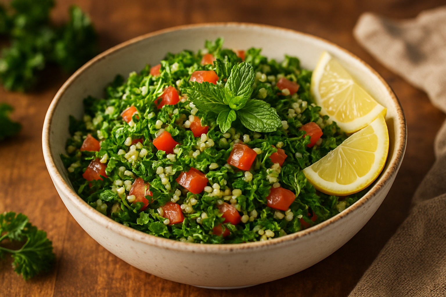 Tabule Libanês: Salada Refrescante para um Jantar Romântico 🥗❤️: 30 Minutos de Preparo | Receita Intermediário 2 Tabule Libanês: Salada Refrescante para um Jantar Romântico 🥗❤️ - receita deliciosa de tabule libanês: