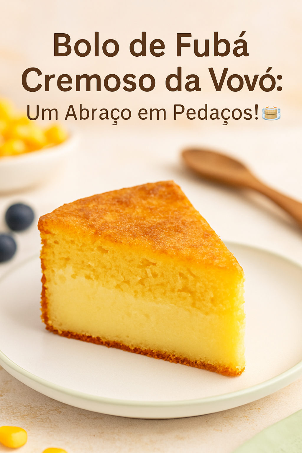 Bolo de Fubá Cremoso da Vovó: Um Abraço em Pedaços! 👵🍰✨ - receita deliciosa de bolo de