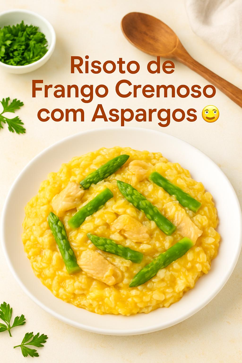 Risoto de Frango Cremoso com Aspargos 😋: 40 Minutos de Preparo | Receita Intermediário 3 Risoto de Frango Cremoso com Aspargos 😋 - receita deliciosa de risoto de